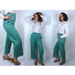 sz 25 vintage 70s MINT Green high waist TROUSERS Small/26 pants 70s flares retro